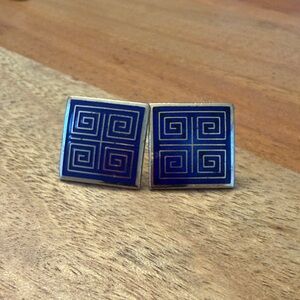 Blue and Silver Geometric Cufflinks